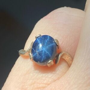 Blue Star Sapphire & Sterling Silver Ring